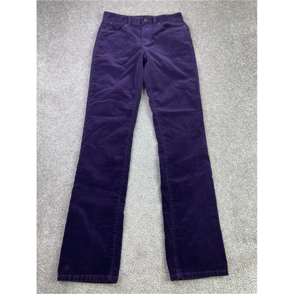 Talbots Heritage Corduroy Pants Women’s 2 Purple Straight Leg Mid-Rise Stretch - Picture 1 of 12
